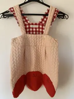 BABY CHEER ジャンバースカート ベージュ 赤