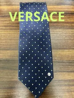 VERSACE ネイビー ドット柄 ネクタイ