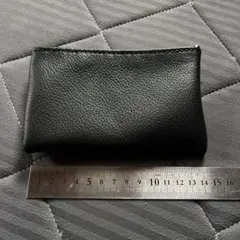 黒いレザーコインケース ファスナー付き