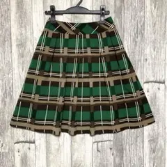【専用】エムズグレイシープリーツスカート グリーン ブラウン チェック