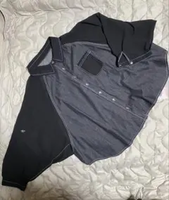 カジュアル長袖シャツ ブラック　デニム風 レディース　フリーサイズ