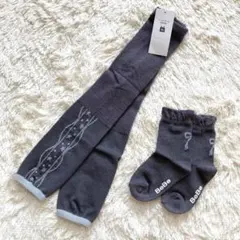 未使用 Bebe べべ 星柄 ニット レギンス 靴下 セット グレー 80 90