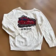 アイボリー 列車プリント トレーナーSサイズ