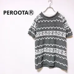 PEROOTAⓇ 半袖トップス アクリルニット 総柄 古着 90’S おしゃれ