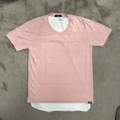 AZUL by moussy フェイクレイヤード VネックTシャツ