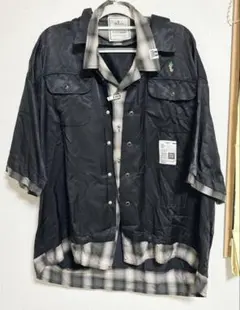 ミハラヤスヒロ 25SS レイヤード シャツ ブラック チェック 希少のサムネイル
