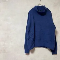 KBF+　アーバンリサーチ　ウール　ニット　長袖　ハイネック　青　メンズ　秋冬