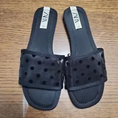 ZARA ブラック ドット柄 サンダル 35