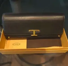 TODS トッズ Tタイムレス レザー 2つ折り 長財布 ブラックのサムネイル