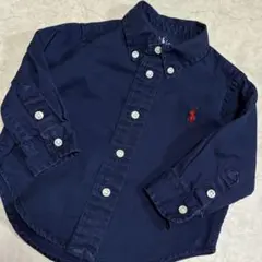 【70相当】ラルフローレン 長袖 ボタンダウンシャツ キッズ古着 ネイビー