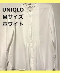 ユニクロ UNIQLO レーヨンピンタックブラウス（長袖） ホワイト Mサイズのサムネイル