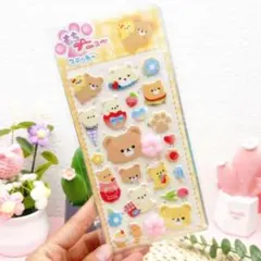【最安値】くま キャラ ぷっくりシール 立体デコシール ぷにぷに シール交換