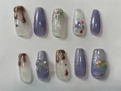 ハンドメイド ネイルチップ バレンタインネイル ハートネイル