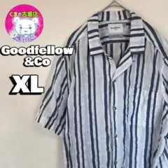 usa古着 Goodfellow&Co 半袖ボタンシャツ XL ストライプ 白系