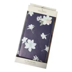 iPhone XS Max 花柄 手帳型ケース 携帯カバー ネイビー フラワー