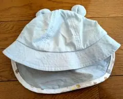 水色 くま耳付き ベビー帽子 48cm