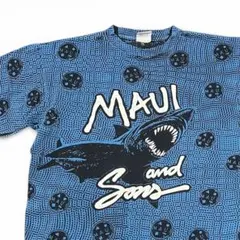 90s USA製 MAUI AND SONS シャーク 総柄 Tシャツ Lのサムネイル