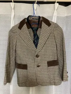 キッズ用ブラウンチェックスーツセット