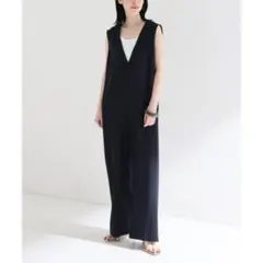 【美品】IENA イエナ Vネックオールインワン ネイビー 36 手洗い可能