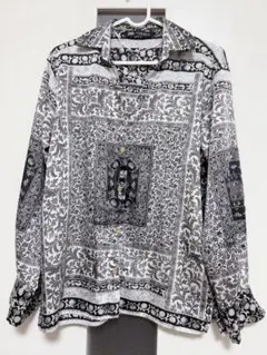 ZARA サテンシャツ バンダナ 柄シャツ 花柄 モノトーン エレガント