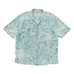 USA 古着 トミーバハマ 開襟 シルク アロハシャツ キャンプシャツ リーフ