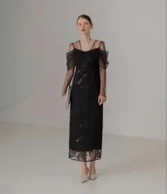 3WAYフラワーチュールアシンメトリーIラインワンピースドレス結婚式