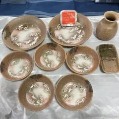 桜と兎柄 和食器セット 鉢 小皿 徳利のサムネイル