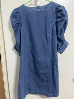 デニム 半袖ミニワンピース