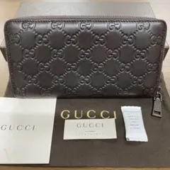 新品同様‼️グッチ　GUCCI 財布　長財布　シマレザー　ラウンドファスナー