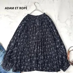 美品☆ADAM ET ROPÉ 花柄プリーツブラウス ギャザーフリル2way