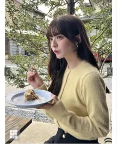 GRL kz443 新品未使用　ラメフェザーニットカーディガン イエロー