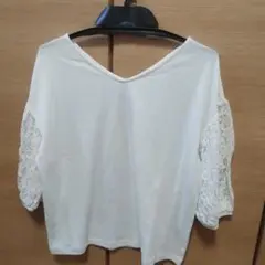 袖レース トップス　五分袖