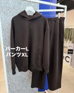 ユニクロ スウェットワイドパンツ⁄パーカー　セット ワイン Ｌ XL