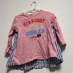 DOUBLE.B 長袖カットソー ピンク ストライプ