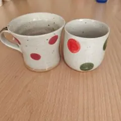 水玉模様 マグカップと湯呑みのペアセット