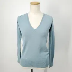 /a/ザラ ZARA サマーニット Vネック セーター 長袖 S トップス 水色