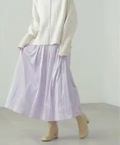 NATURAL BEAUTY BASIC ラベンダー フレアスカート 春 通勤