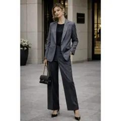 ドレスプラス パンツドレス セットアップ グレー L 上品 フォーマル