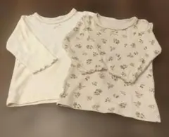 ベビーシャツ 長袖・肌着90cm ホワイト 花柄　2点セット