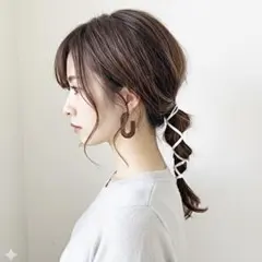 No.101 紐2本 ポニーフック 紐アレンジ