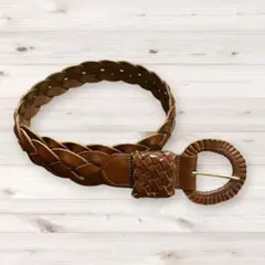 本革 レザー ヴィンテージ 厚編込みベルト 編み上げベルト メッシュベルト