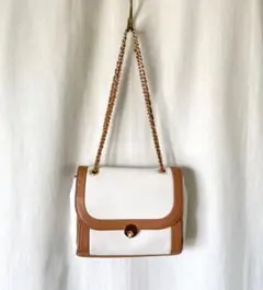 美品 Hashibami（ハシバミ）バイカラーチェーンバッグ