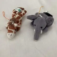 キリン　ゾウ　ぬいぐるみキーホルダー