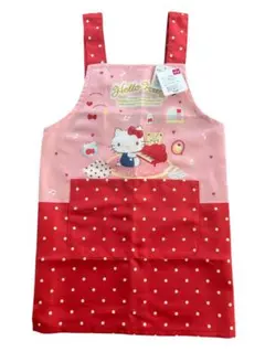 新品⭐︎未使用品　ハローキティ ドット柄エプロン サイズ130