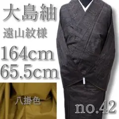 小紋　大島紬　縦縞　竹　梅　泥染　着物　019k 小紋 大島紬 縦縞 竹 梅 泥染 着物 019k 小紋 大島紬 縦縞 竹 梅 泥染