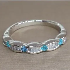 pt900 世界三大希少石パライバトルマリン＆天然ダイヤモンドリング　12号