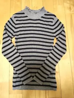 Samansa Mos2ボーダーハイネック長袖ニット