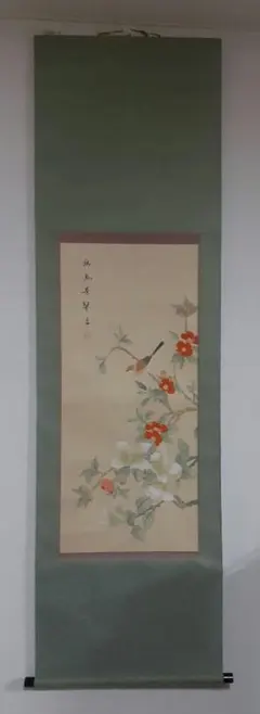 中国製　夏季花鳥掛軸のサムネイル
