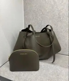 CHARLES & KEITH Calla カルラトートバッグ-ダークモス