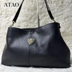 アタオ ウィークエンド 2way ショルダーバッグ レザー シボ革 黒